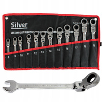 KLUCZE PŁASKO OCZKOWE Z GRZECHOTKĄ ŁAMANE 8-19mm 12 EL ZESTAW KLUCZY