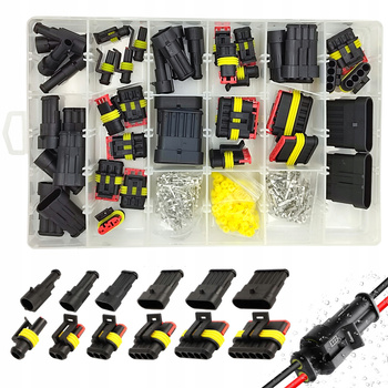 ZŁĄCZA ELEKTRYCZNE Superseal HERMETYCZNE WTYCZKI 1-6 PIN ZESTAW 424szt.