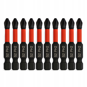 ZESTAW BITÓW BITY MAGNETYCZNE UDAROWE KOMPLET DO WKRĘTARKI PH2 50mm 10szt.